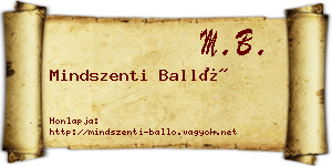 Mindszenti Balló névjegykártya
